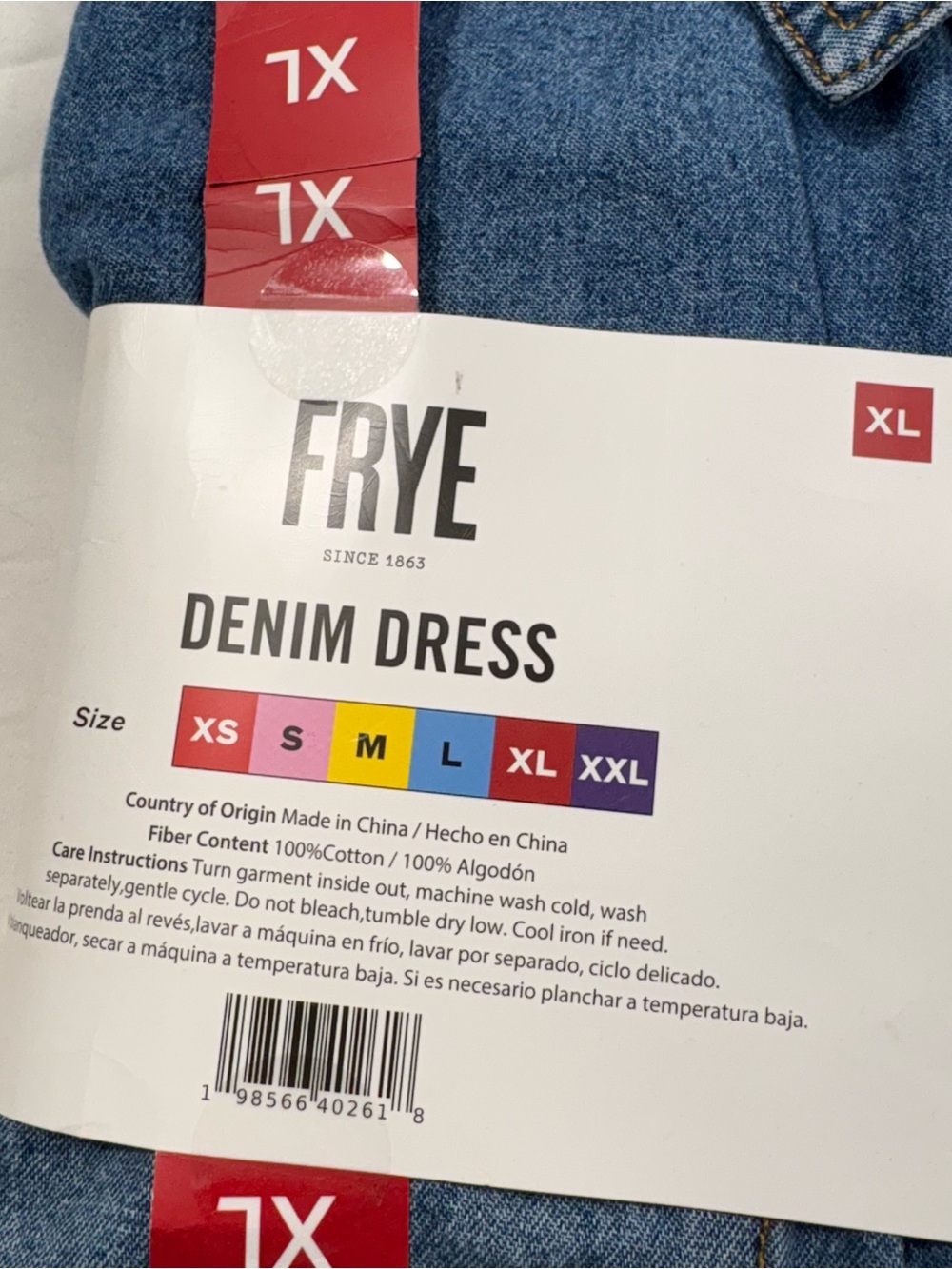 Frye Medium Wash Long Sleeve Button Down Cinch Waist Chambray Denim Dress NWT XL - Picture 2 of 3